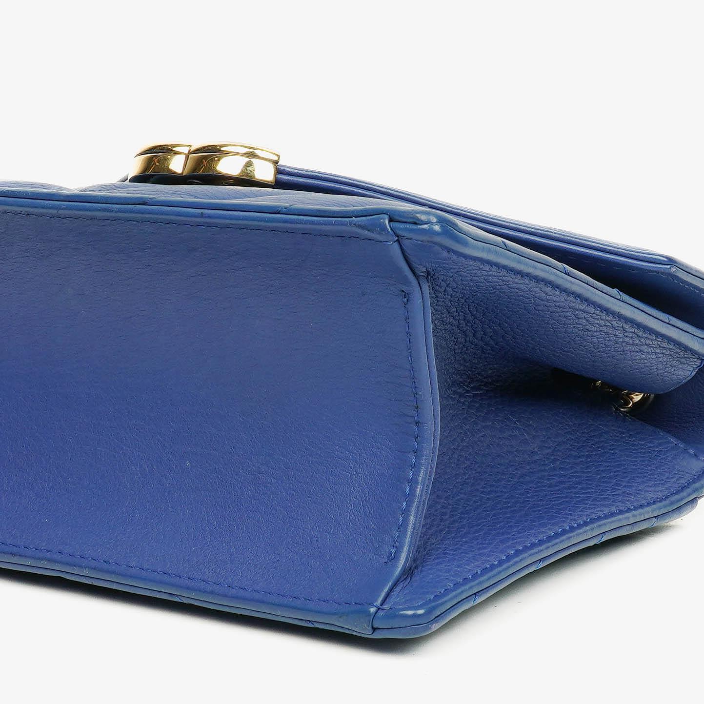 Chanel Blue Small Chevron Leather Envelope Flap Bag