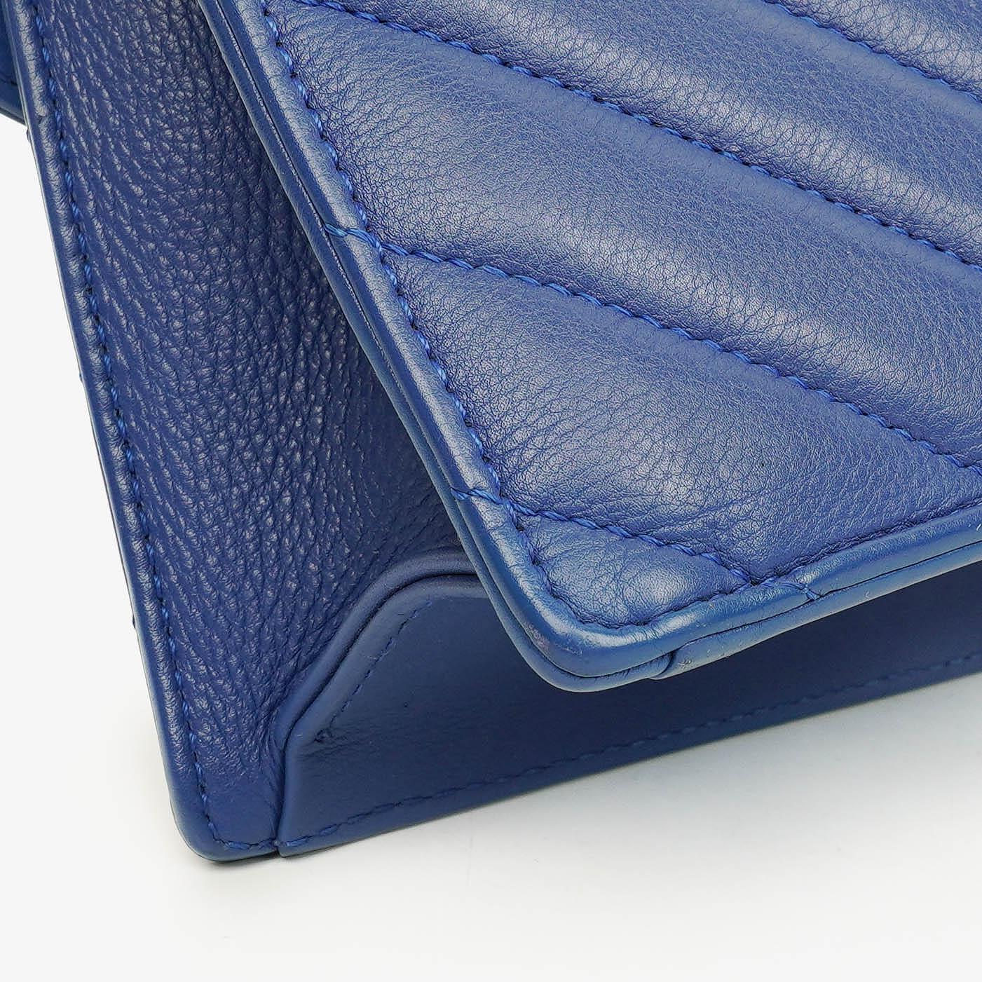 Chanel Blue Small Chevron Leather Envelope Flap Bag