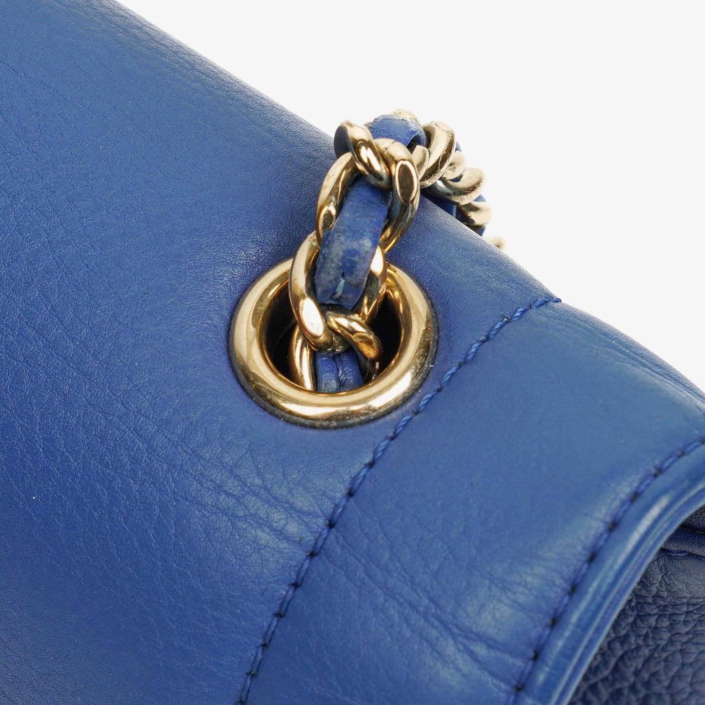 Chanel Blue Small Chevron Leather Envelope Flap Bag
