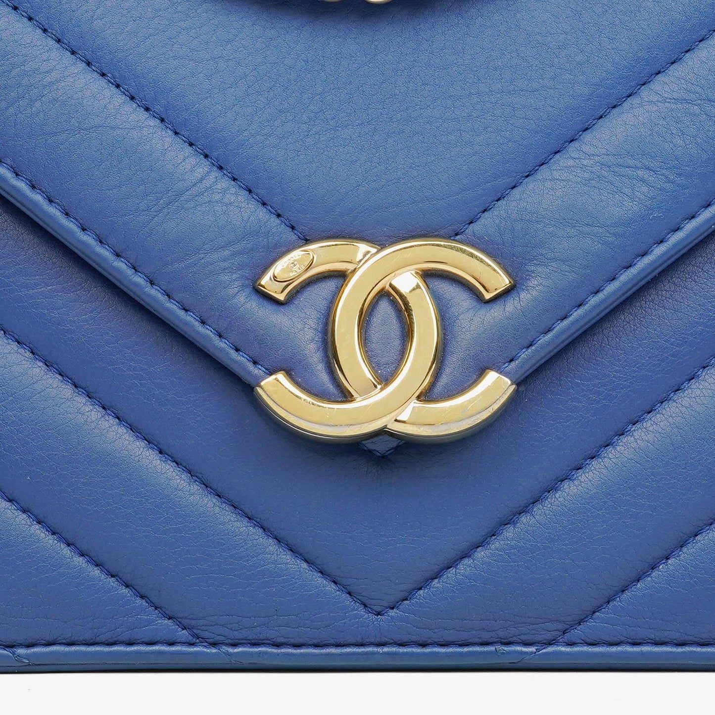 Chanel Blue Small Chevron Leather Envelope Flap Bag