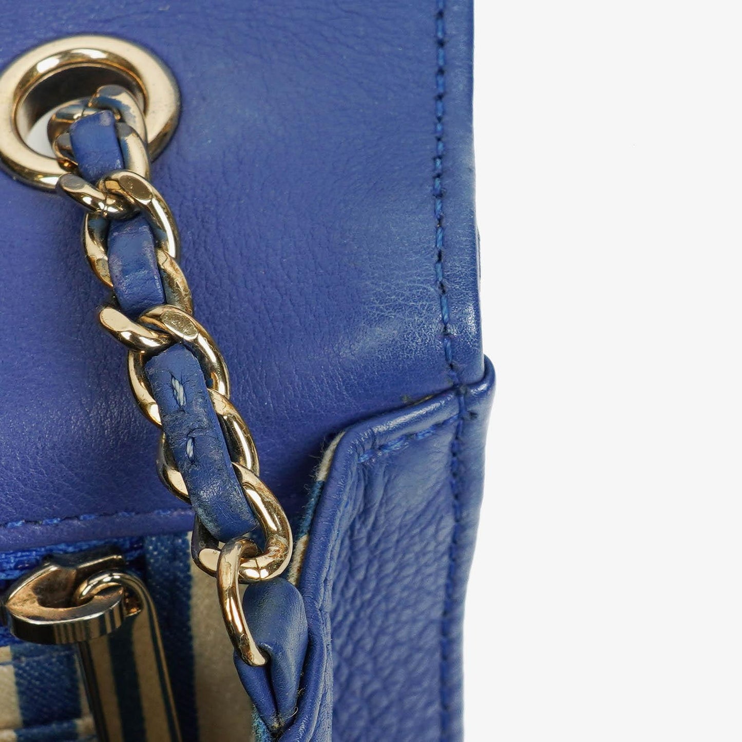 Chanel Blue Small Chevron Leather Envelope Flap Bag