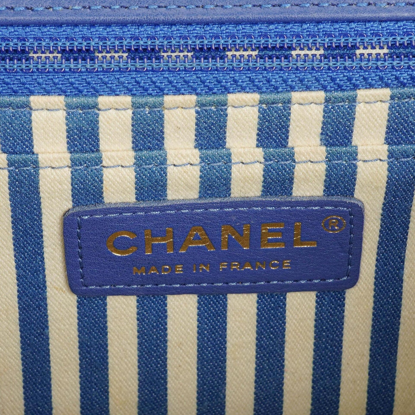 Chanel Blue Small Chevron Leather Envelope Flap Bag