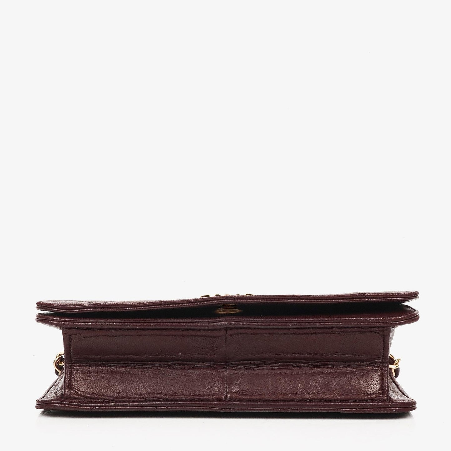 Chanel Bordeaux Mini Classic Quilted Lambskin Full Flap Wallet On Chain WOC With 24K Gold-Plated Hardware