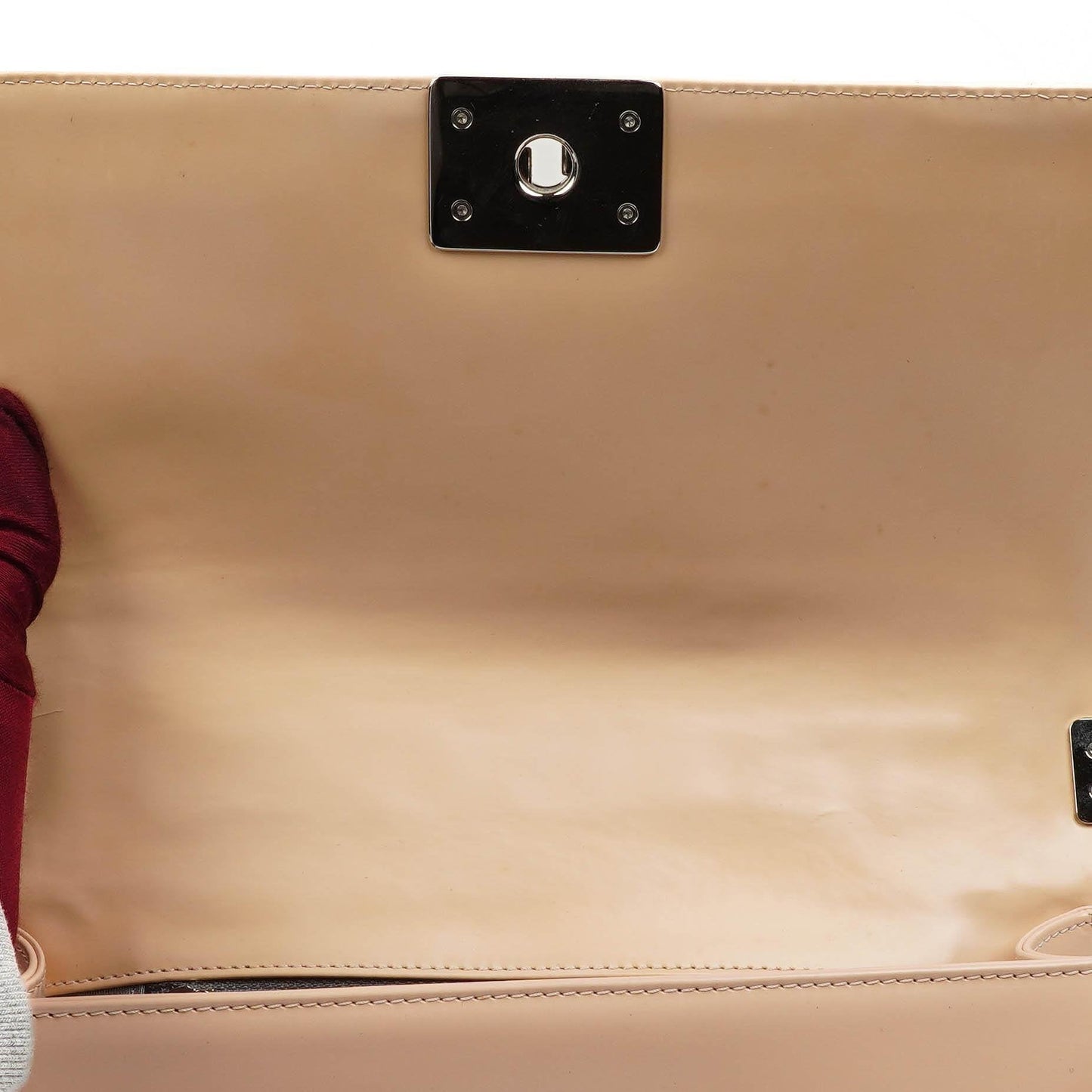 Chanel Boy Flap Bag in Beige Patent Leather