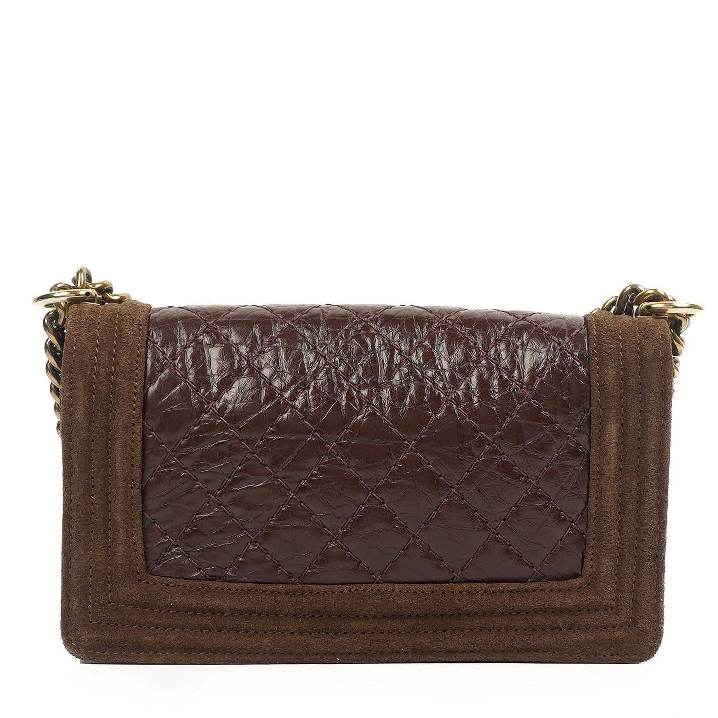 Chanel Boy Medium Flap Bag Burgundy Quilted Distressed Calfskin Aged Gold Hardware, 2013-2014