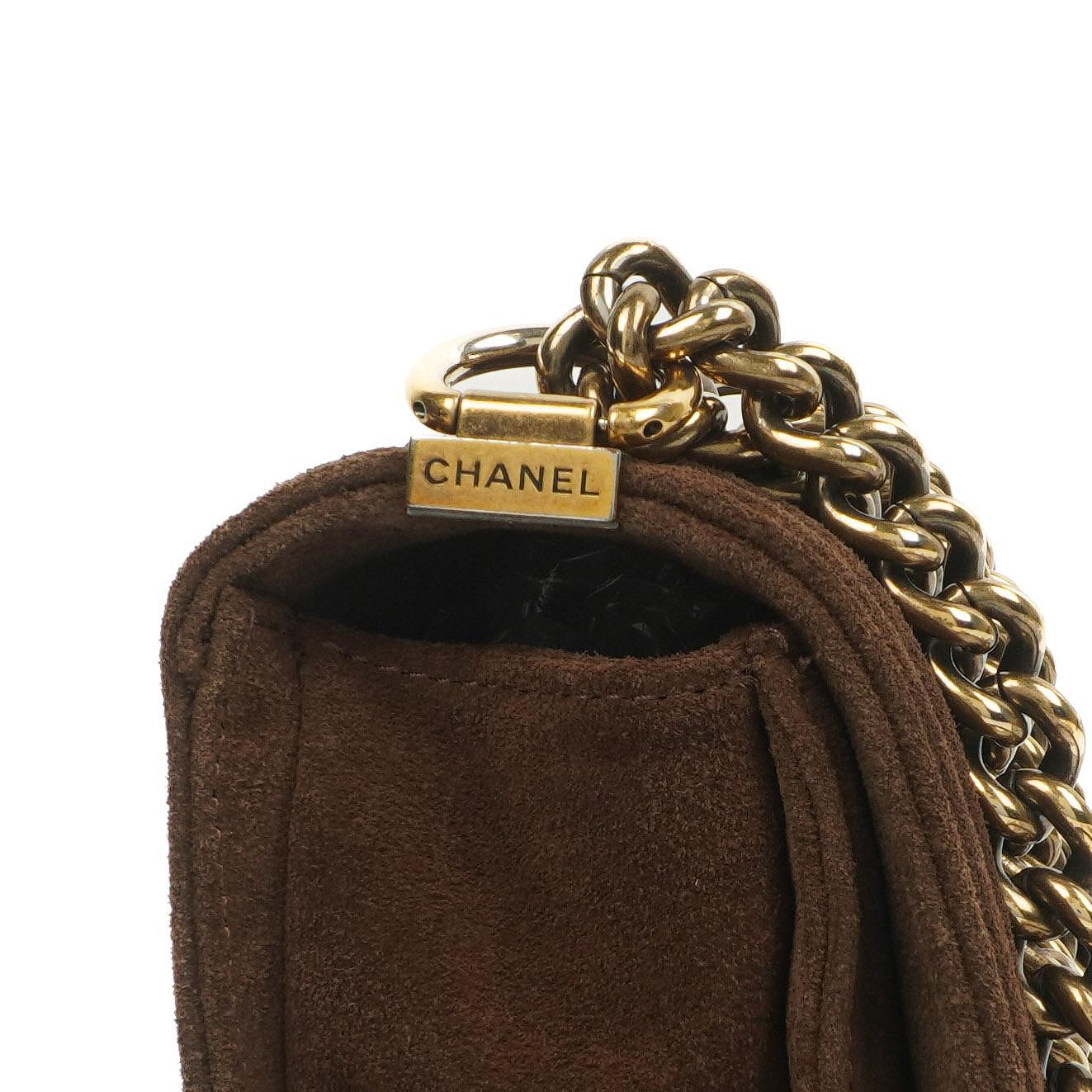Chanel Boy Medium Flap Bag Burgundy Quilted Distressed Calfskin Aged Gold Hardware, 2013-2014
