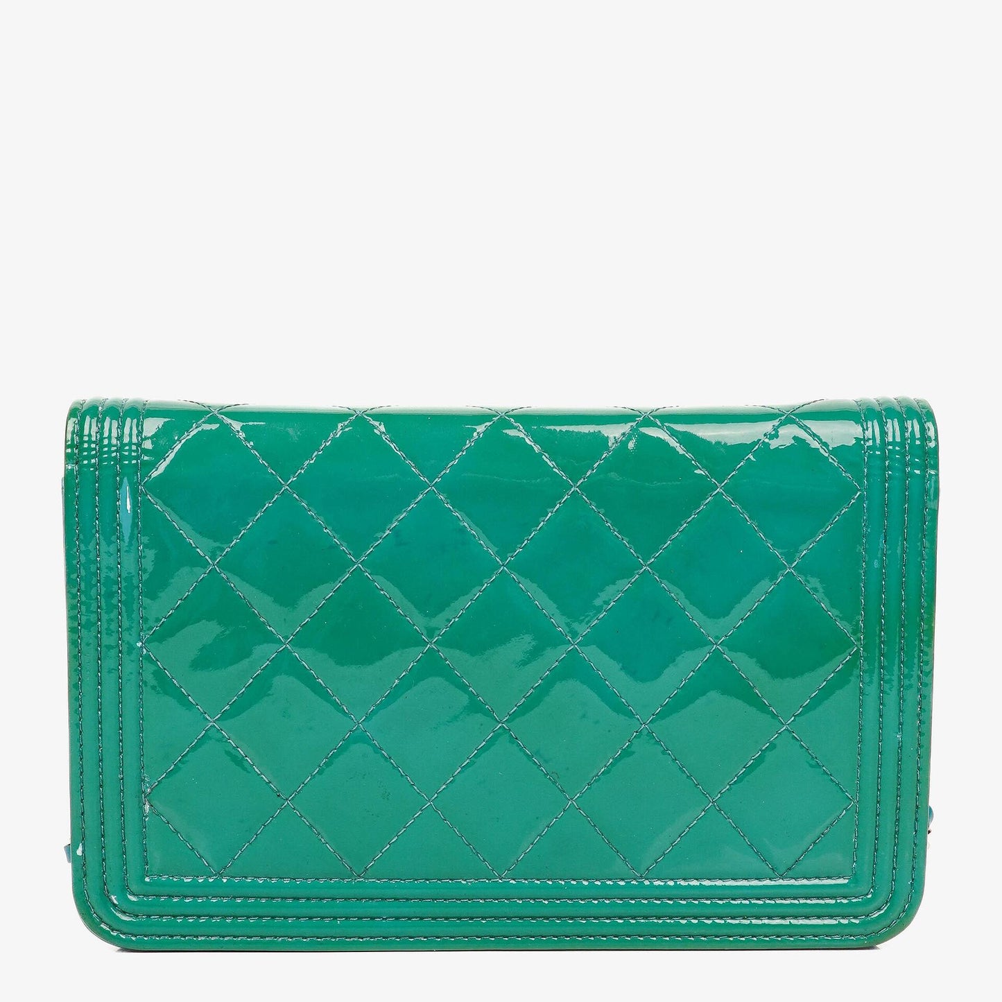 Chanel Boy Wallet On Chain Bag Turquoise Patent Leather Silver-Tone Hardware