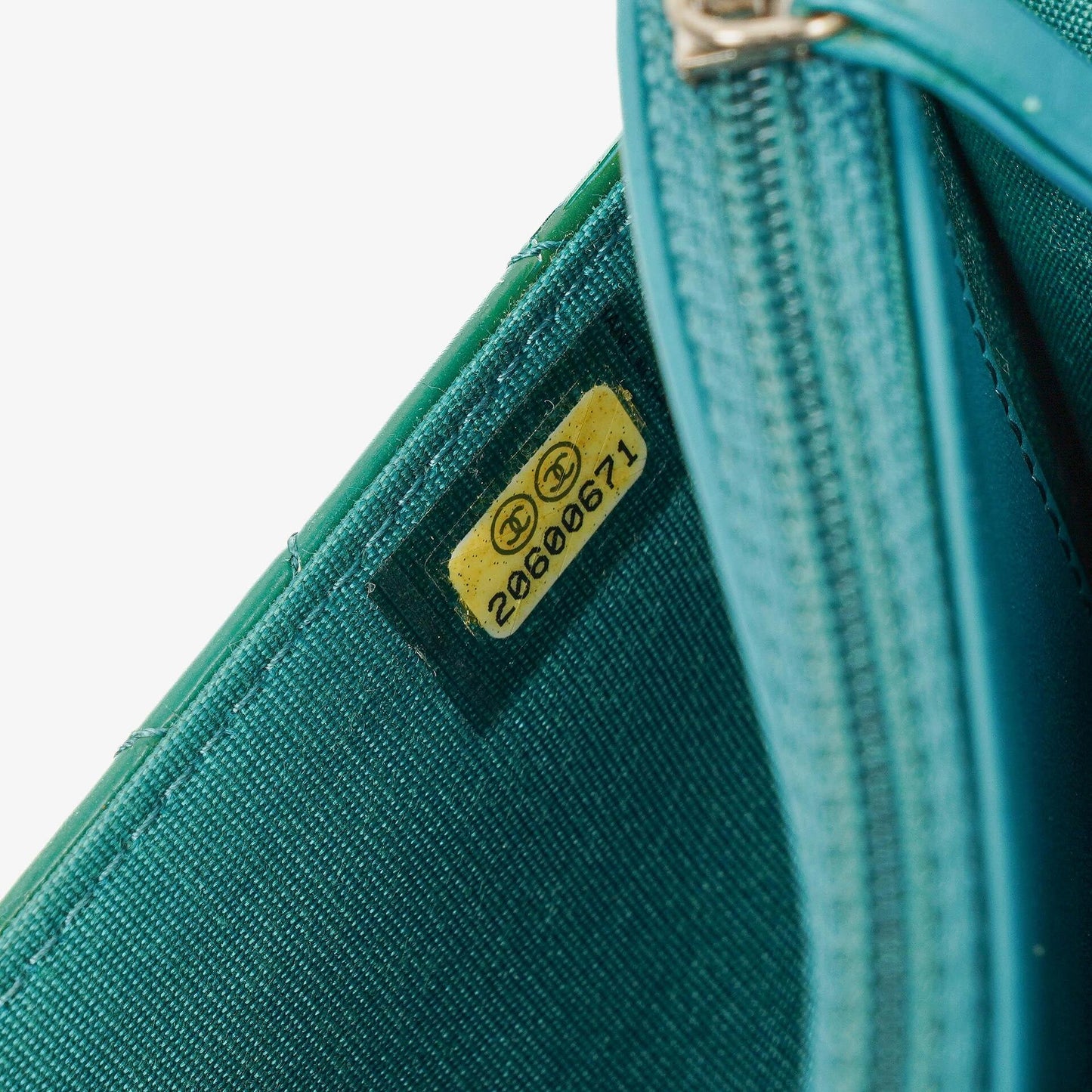 Chanel Boy Wallet On Chain Bag Turquoise Patent Leather Silver-Tone Hardware