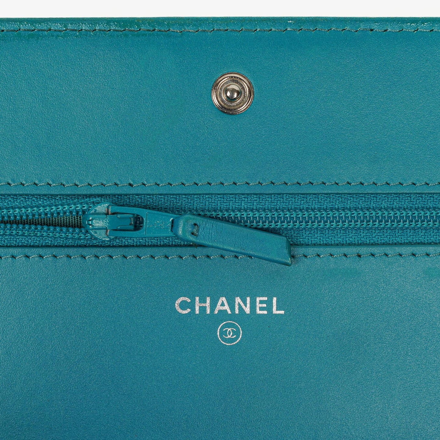 Chanel Boy Wallet On Chain Bag Turquoise Patent Leather Silver-Tone Hardware