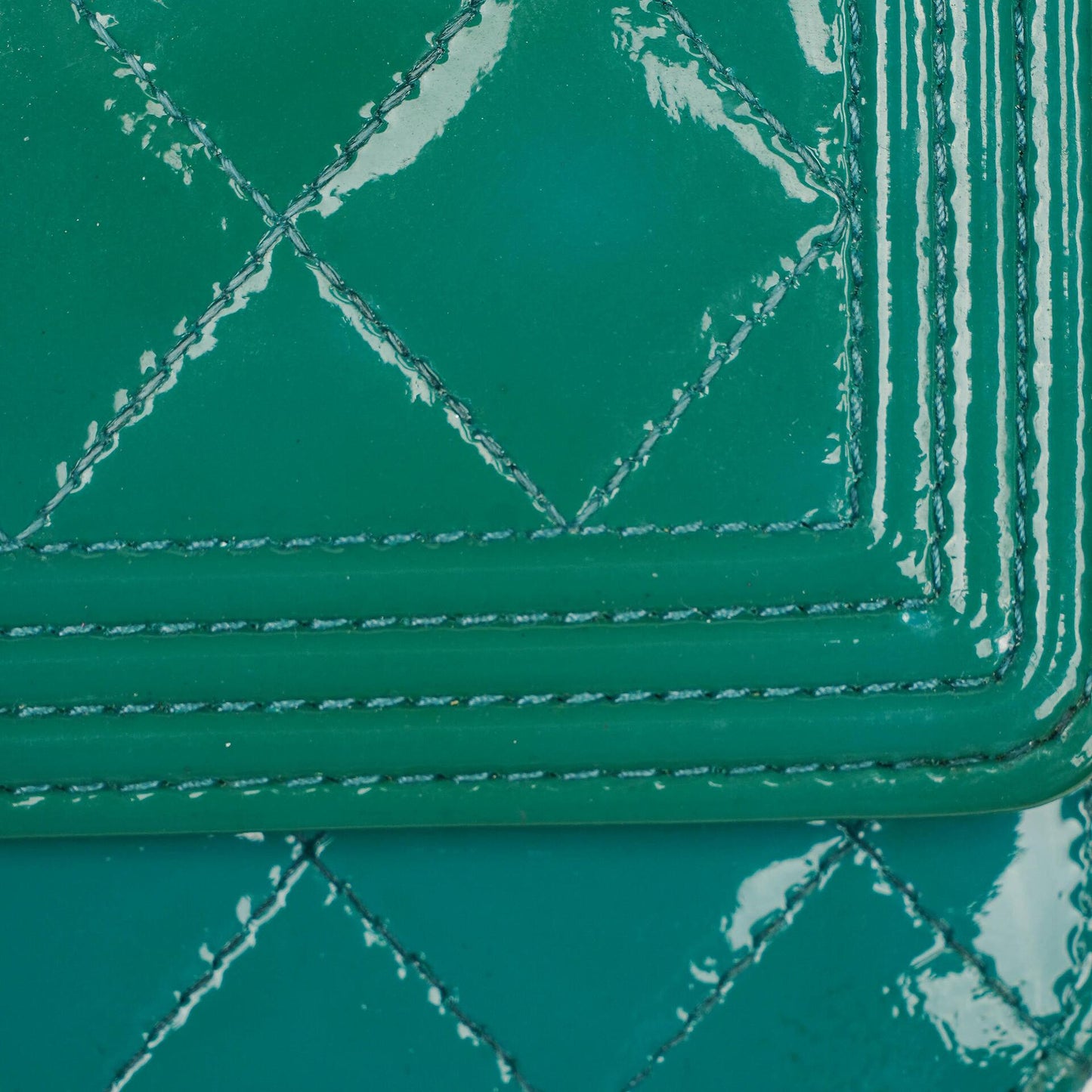 Chanel Boy Wallet On Chain Bag Turquoise Patent Leather Silver-Tone Hardware