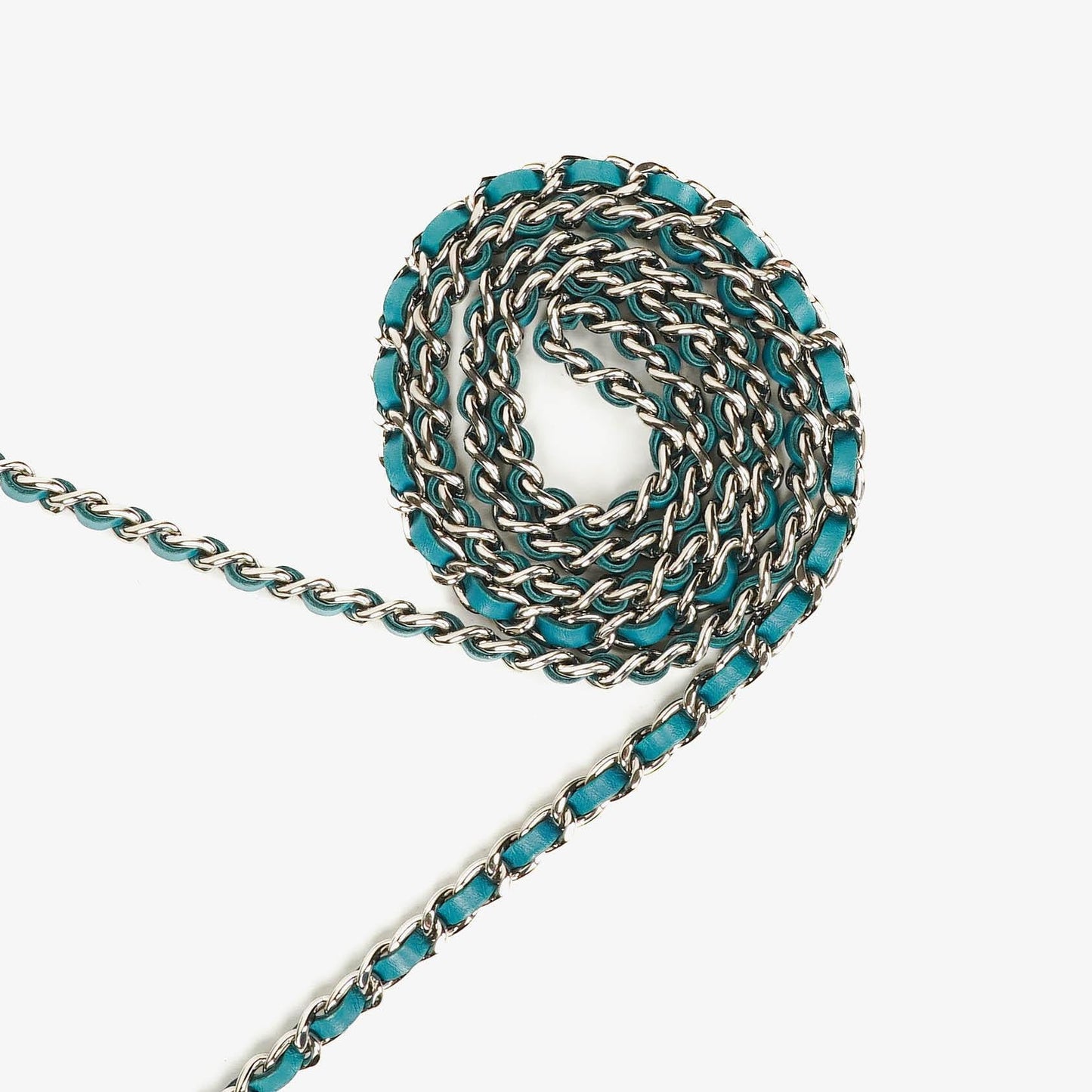 Chanel Boy Wallet On Chain Bag Turquoise Patent Leather Silver-Tone Hardware
