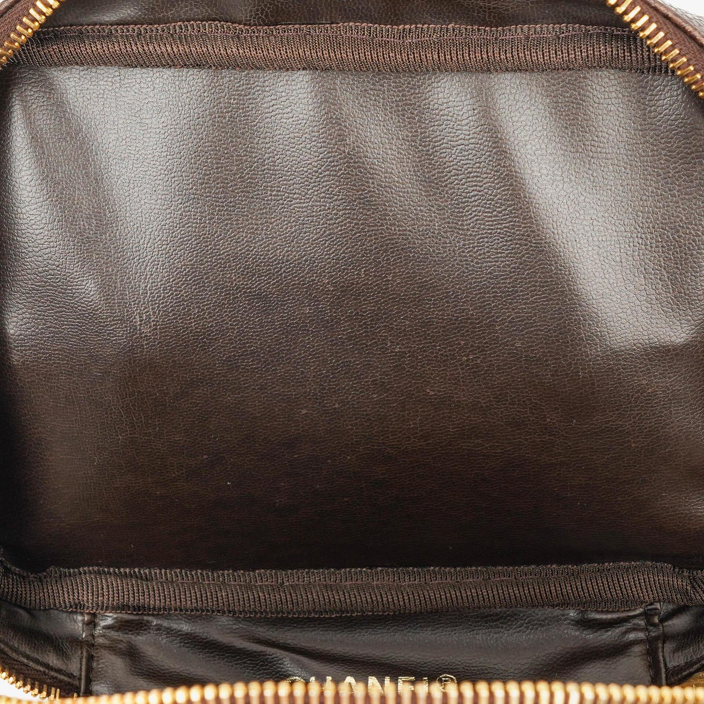 Chanel Brown Caviar Quilted Leather Timeless Cosmetic Case