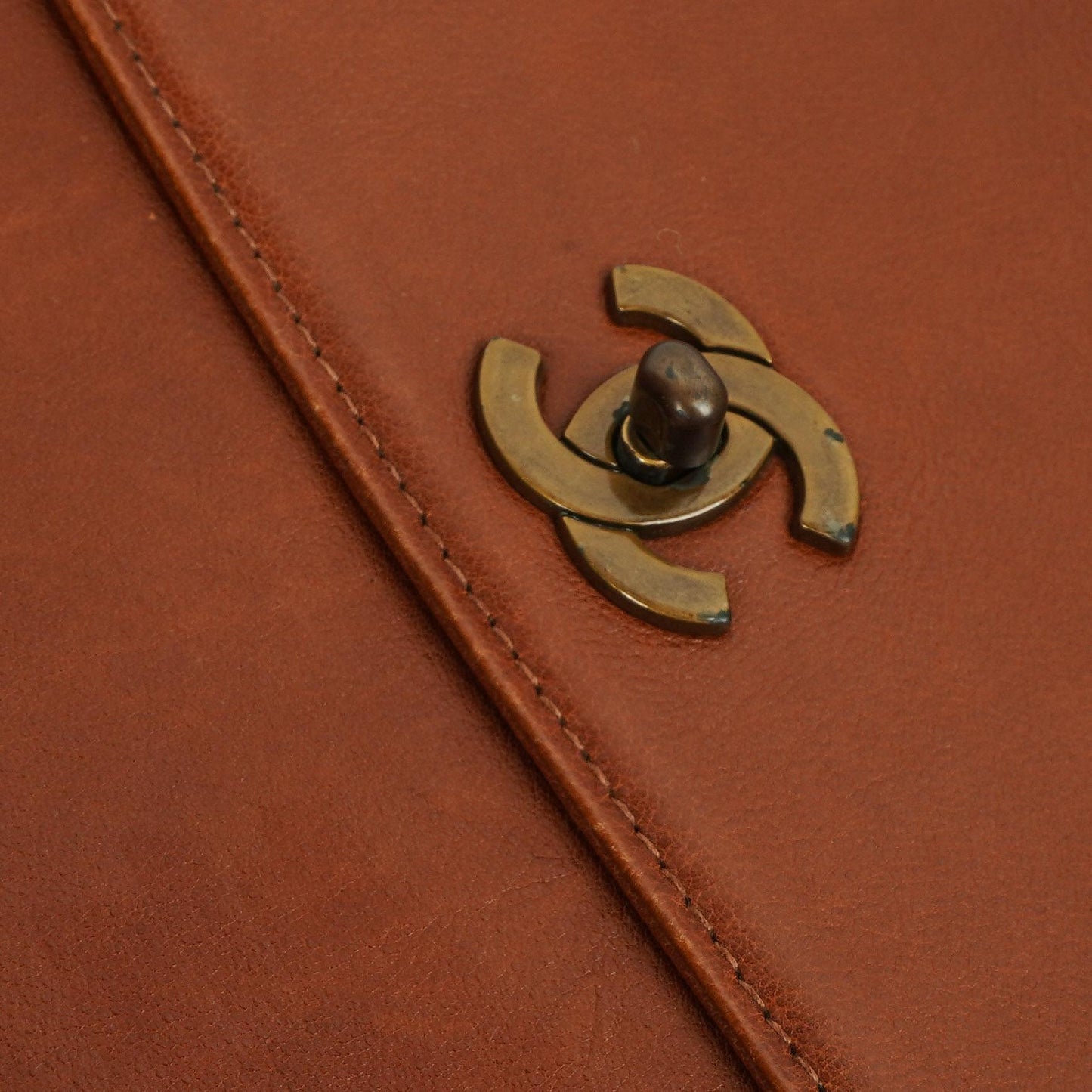 Chanel Brown Grained Calfskin Flap Shoulder Bag with Distressed Gold Hardware, 1996-1997