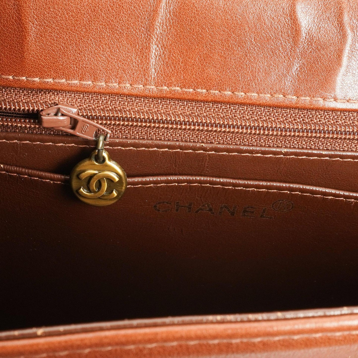 Chanel Brown Grained Calfskin Flap Shoulder Bag with Distressed Gold Hardware, 1996-1997