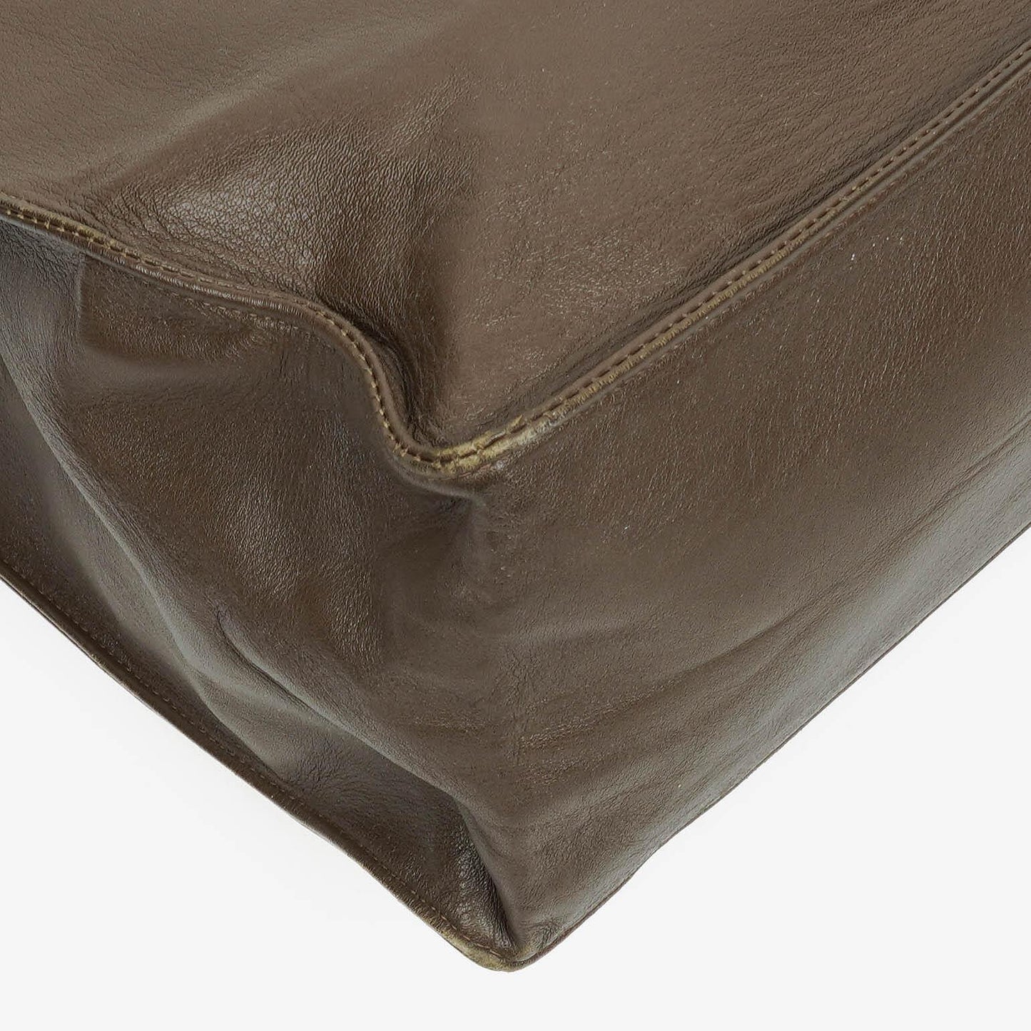 Chanel Brown Leather CC Logo Chain Tote Bag