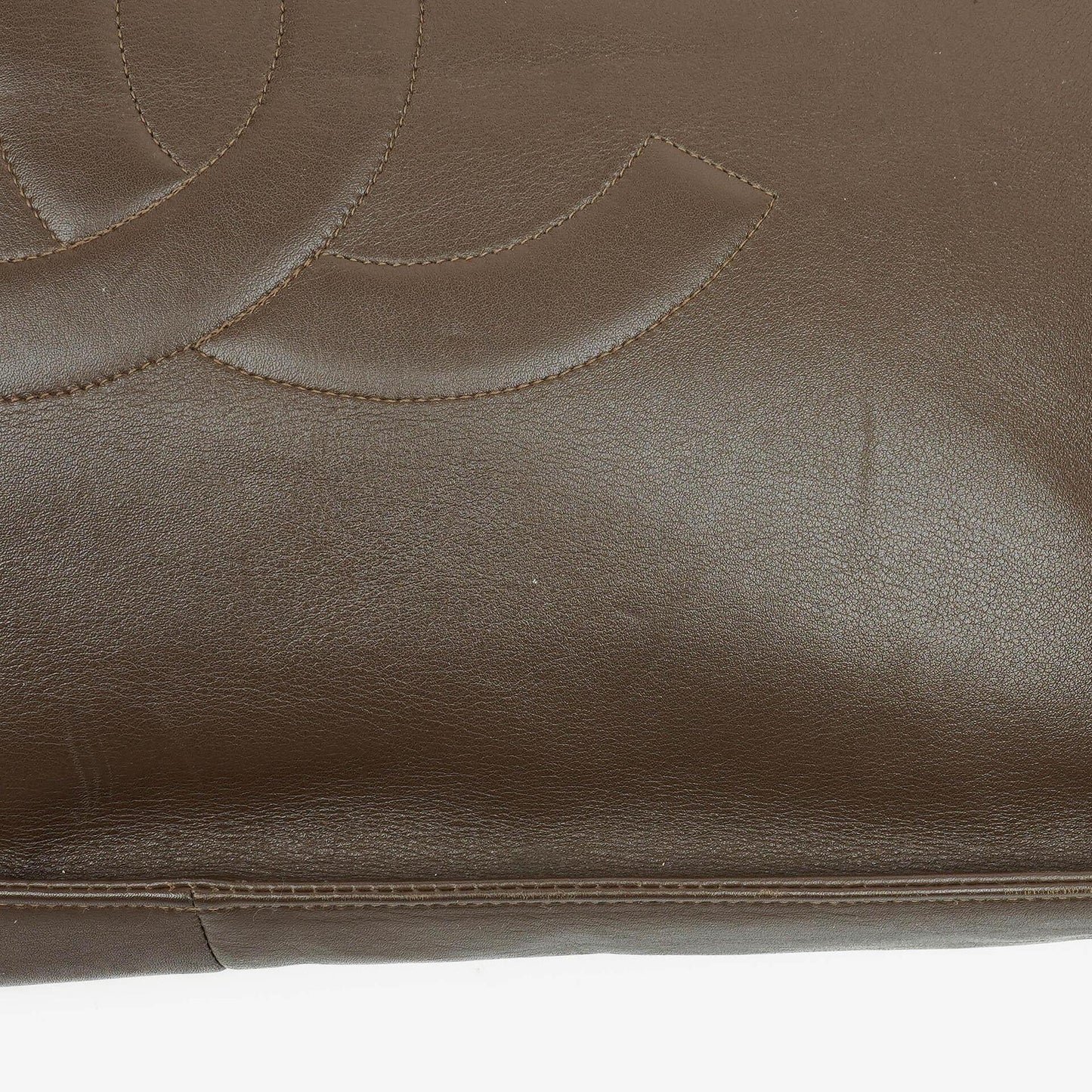 Chanel Brown Leather CC Logo Chain Tote Bag