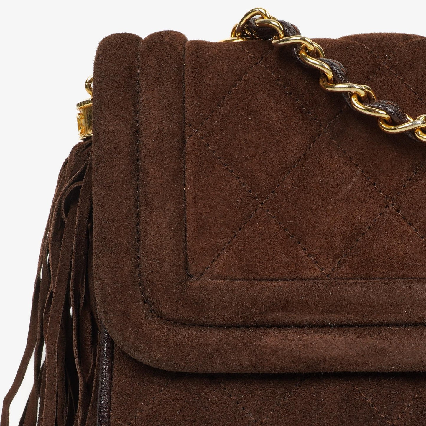 Chanel Brown Quilted Suede Tassel Flap Bag, 1989-1991