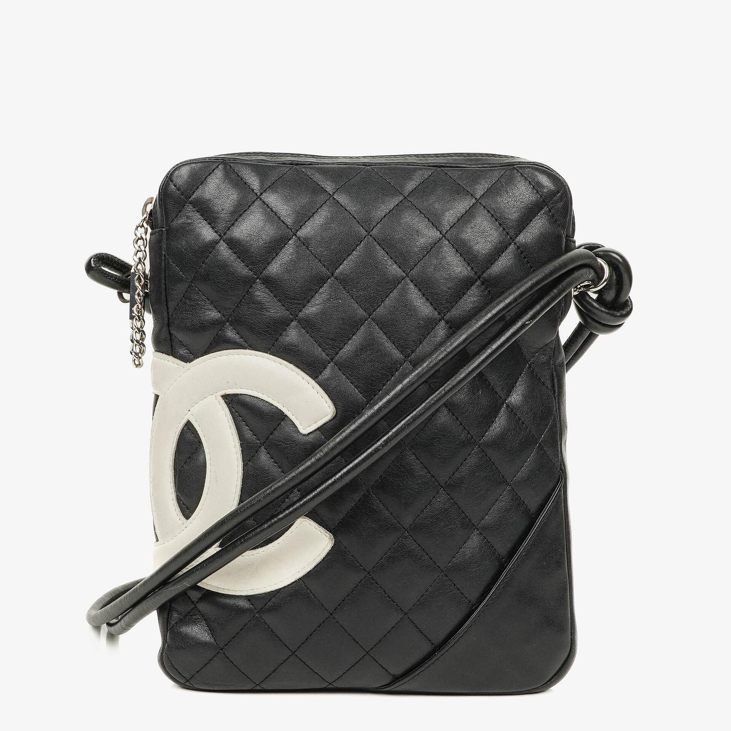 Chanel Cambon Black Leather Quilted Medium Messenger Bag
