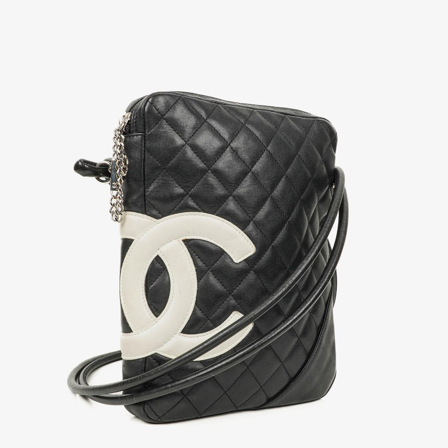 Chanel Cambon Black Leather Quilted Medium Messenger Bag