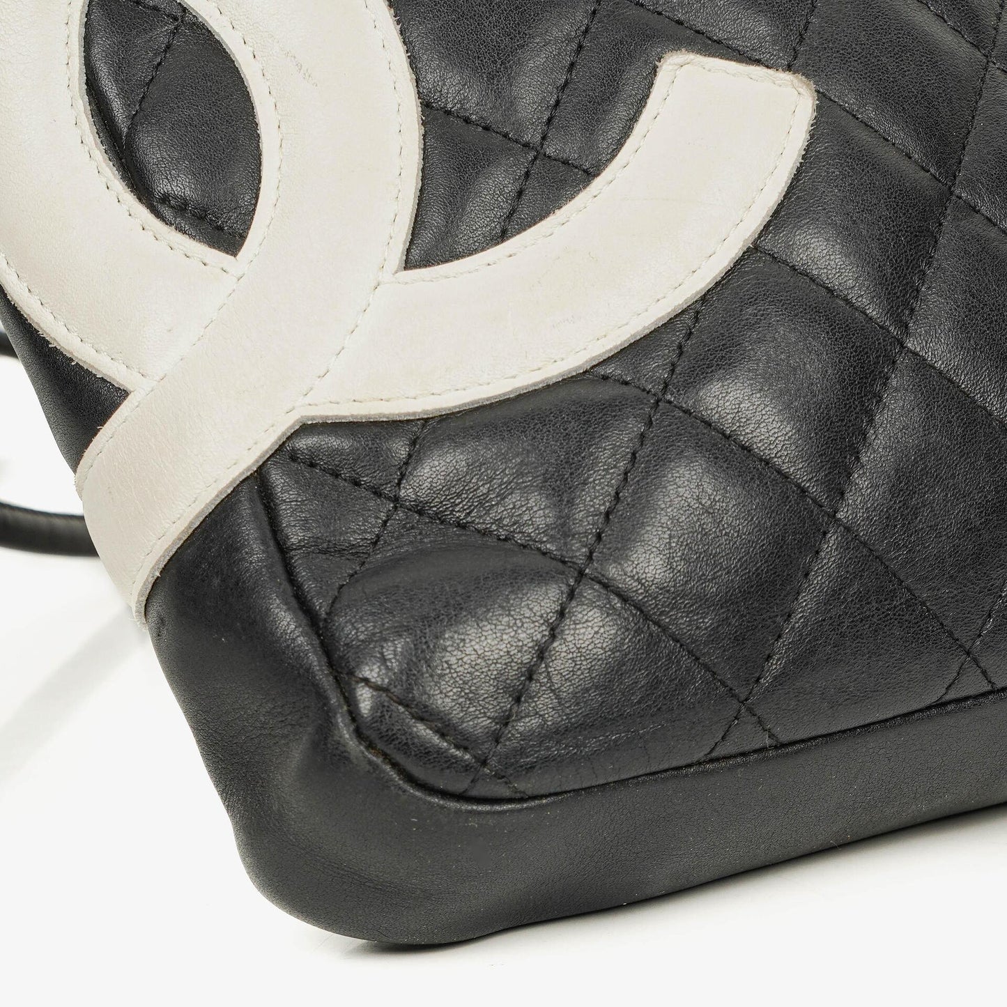 Chanel Cambon Black Leather Quilted Medium Messenger Bag