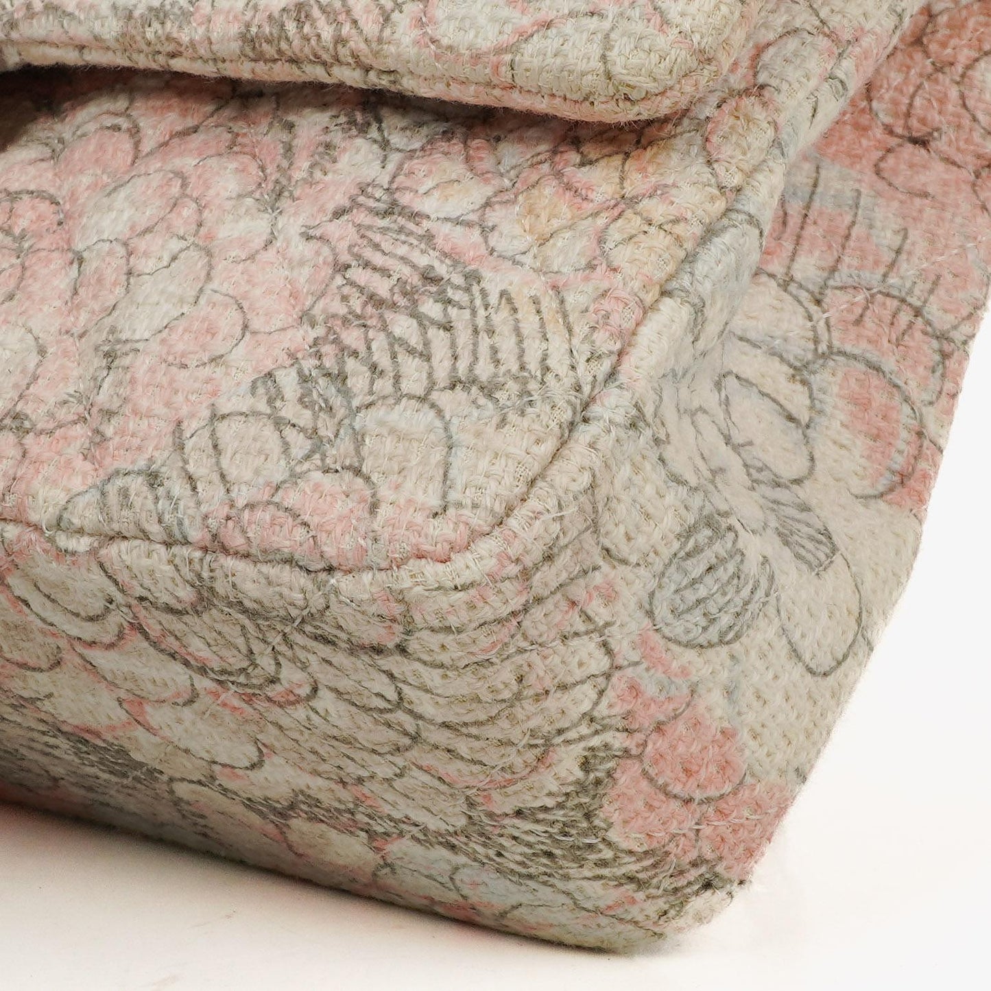Chanel Camellia Limited Edition Print Tweed Medium Double Flap Bag Silver-Tone Hardware