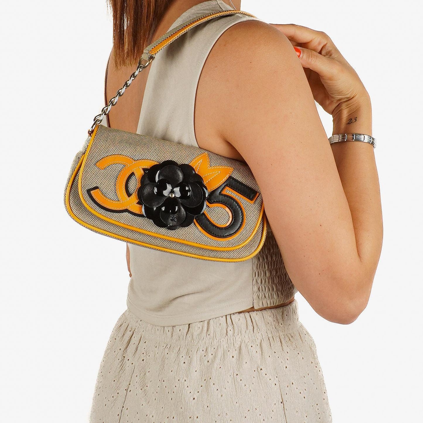 Chanel Camellia No. 5 CC Canvas Flap Bag