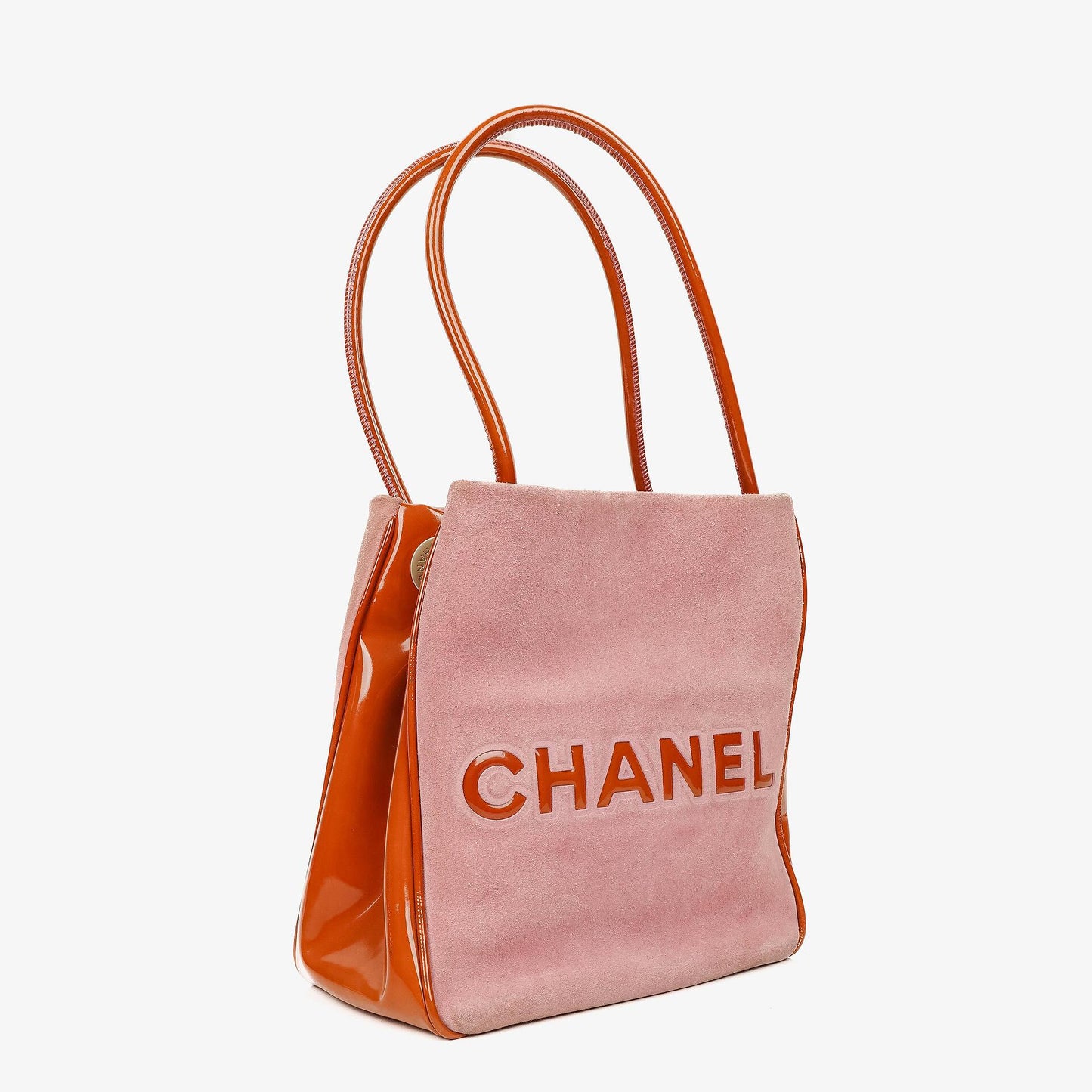 Chanel Camellia Pink Suede And Patent Leather Tote Bag