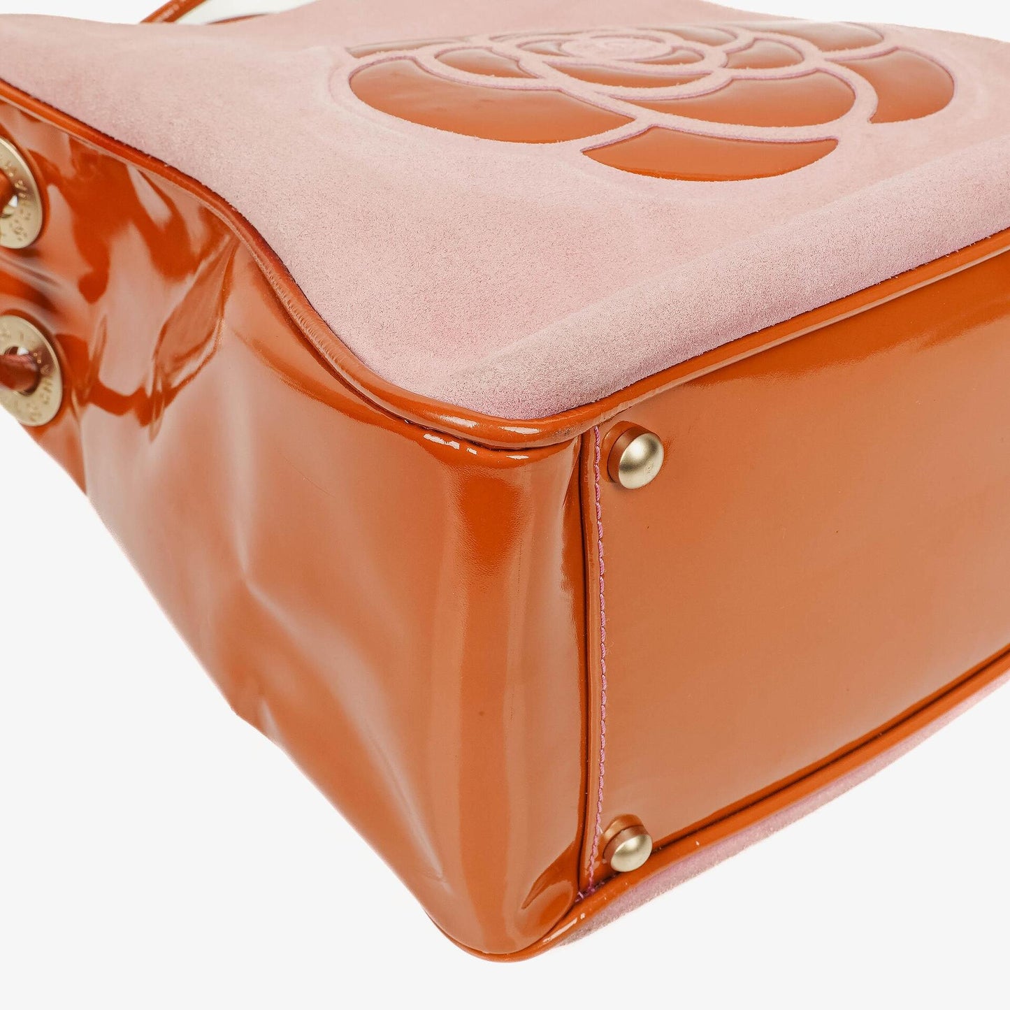 Chanel Camellia Pink Suede And Patent Leather Tote Bag