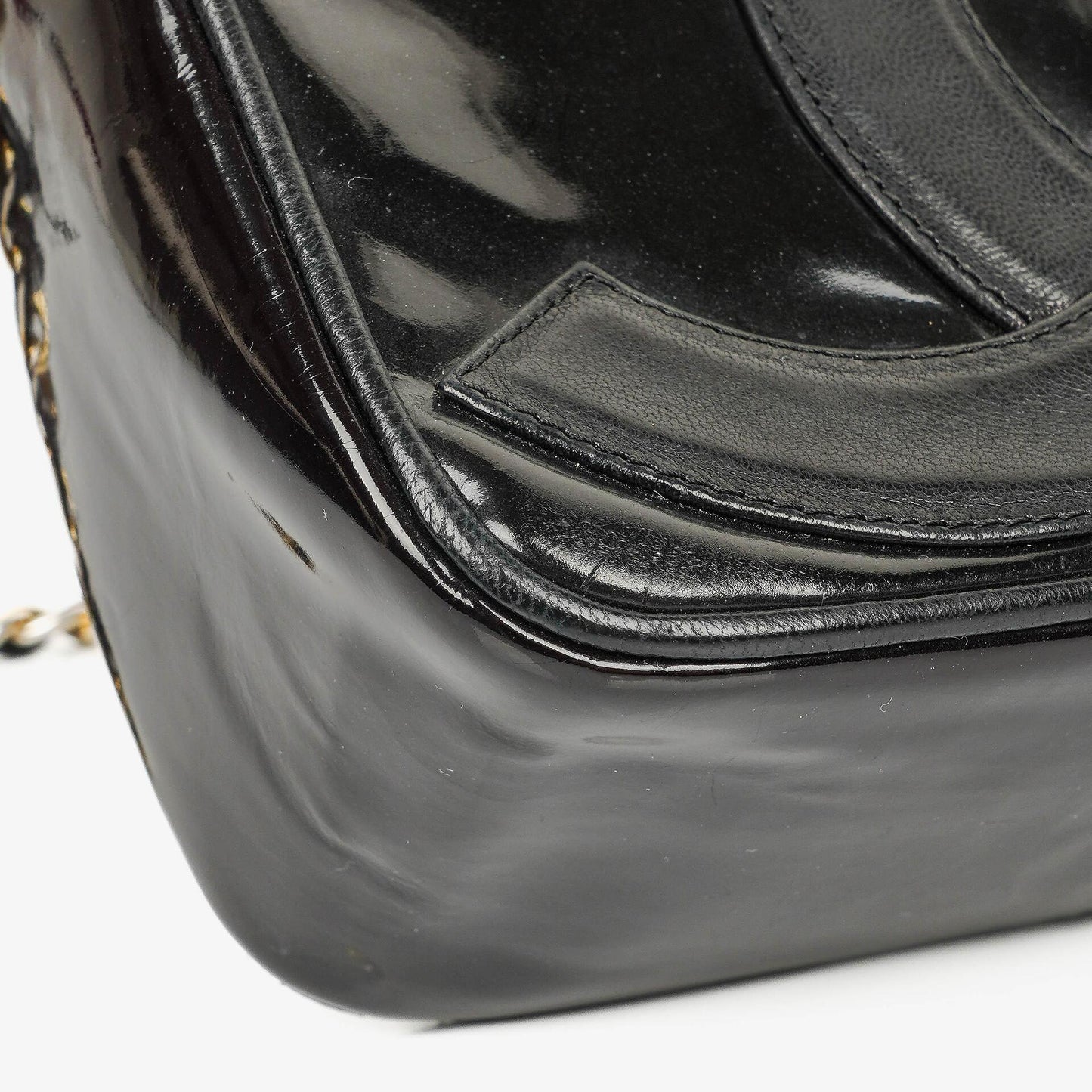 Chanel Camera CC Small Black Patent Leather Tassel Shoulder Bag