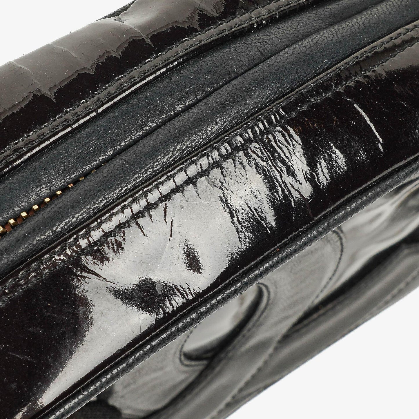 Chanel Camera CC Small Black Patent Leather Tassel Shoulder Bag