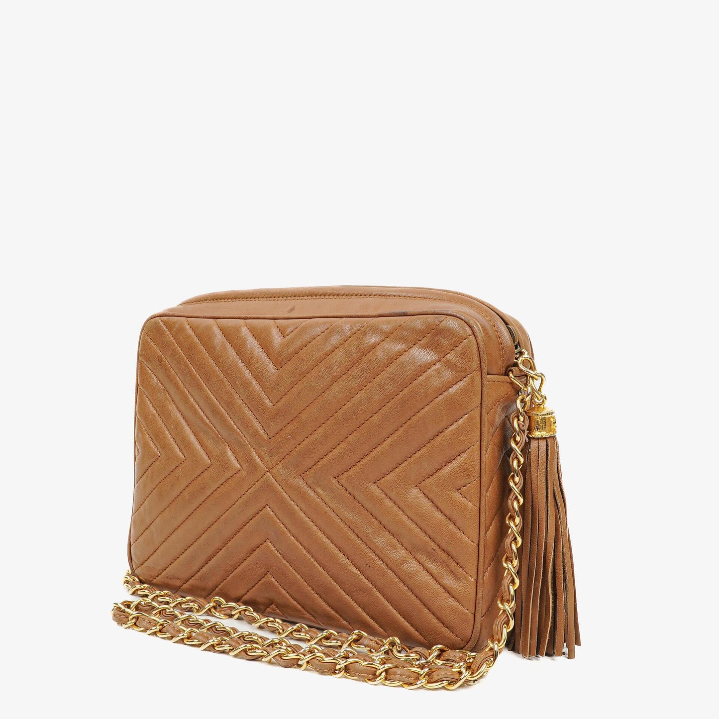 Chanel Camera Tassel Brown Leather Crossbody Bag