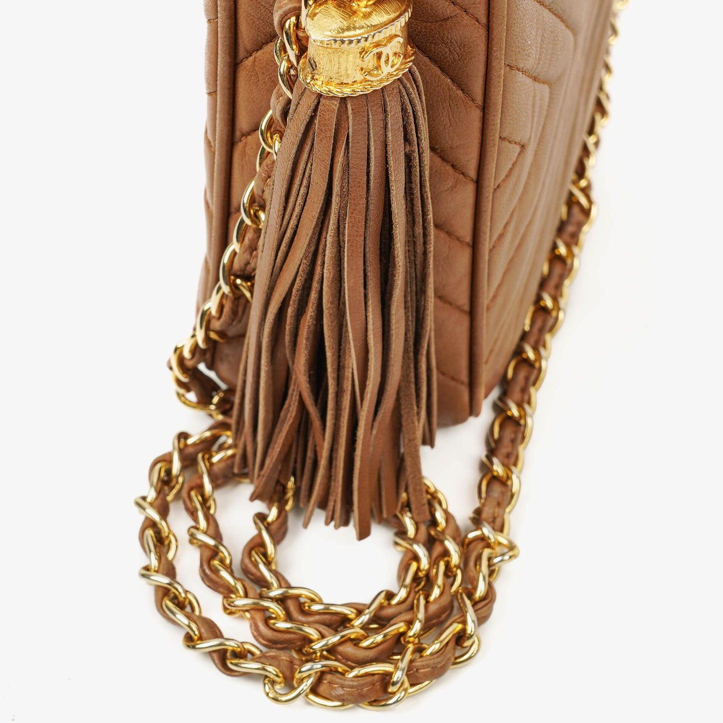 Chanel Camera Tassel Brown Leather Crossbody Bag