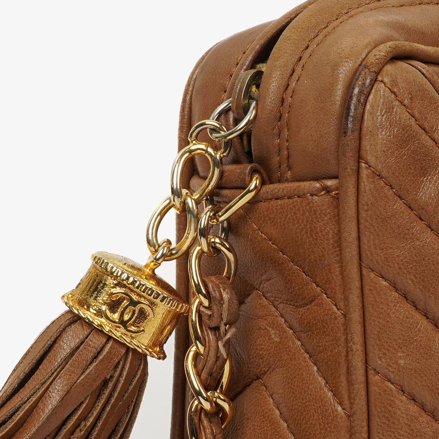 Chanel Camera Tassel Brown Leather Crossbody Bag
