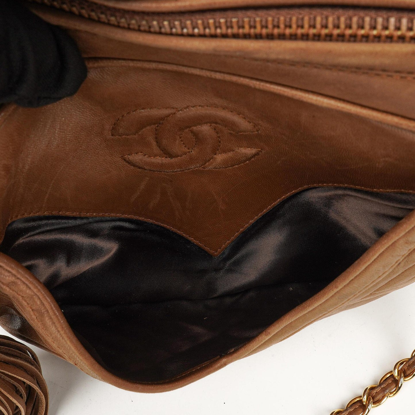 Chanel Camera Tassel Brown Leather Crossbody Bag