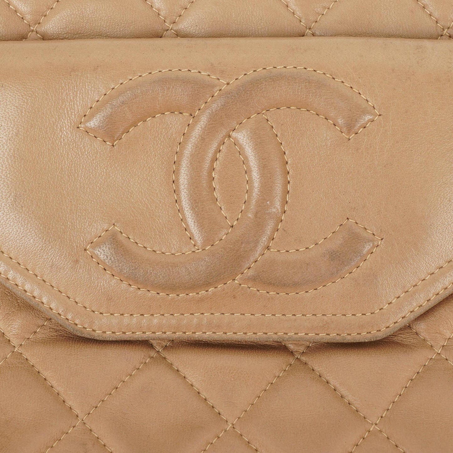 Chanel Camera Tassel CC Beige Quilted Lambskin Bag