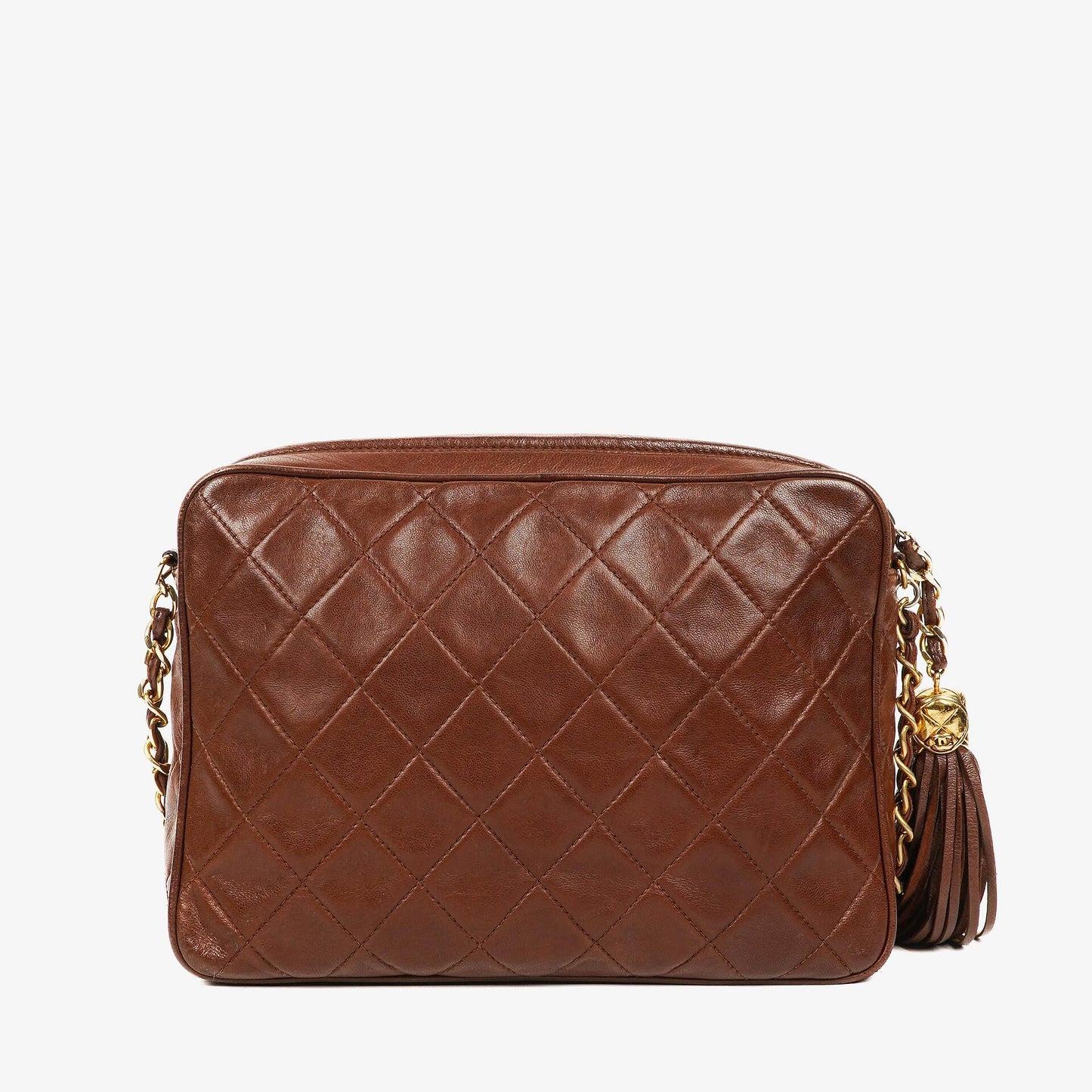 Chanel Camera Tassel CC Brown Quilted Lambskin Bag