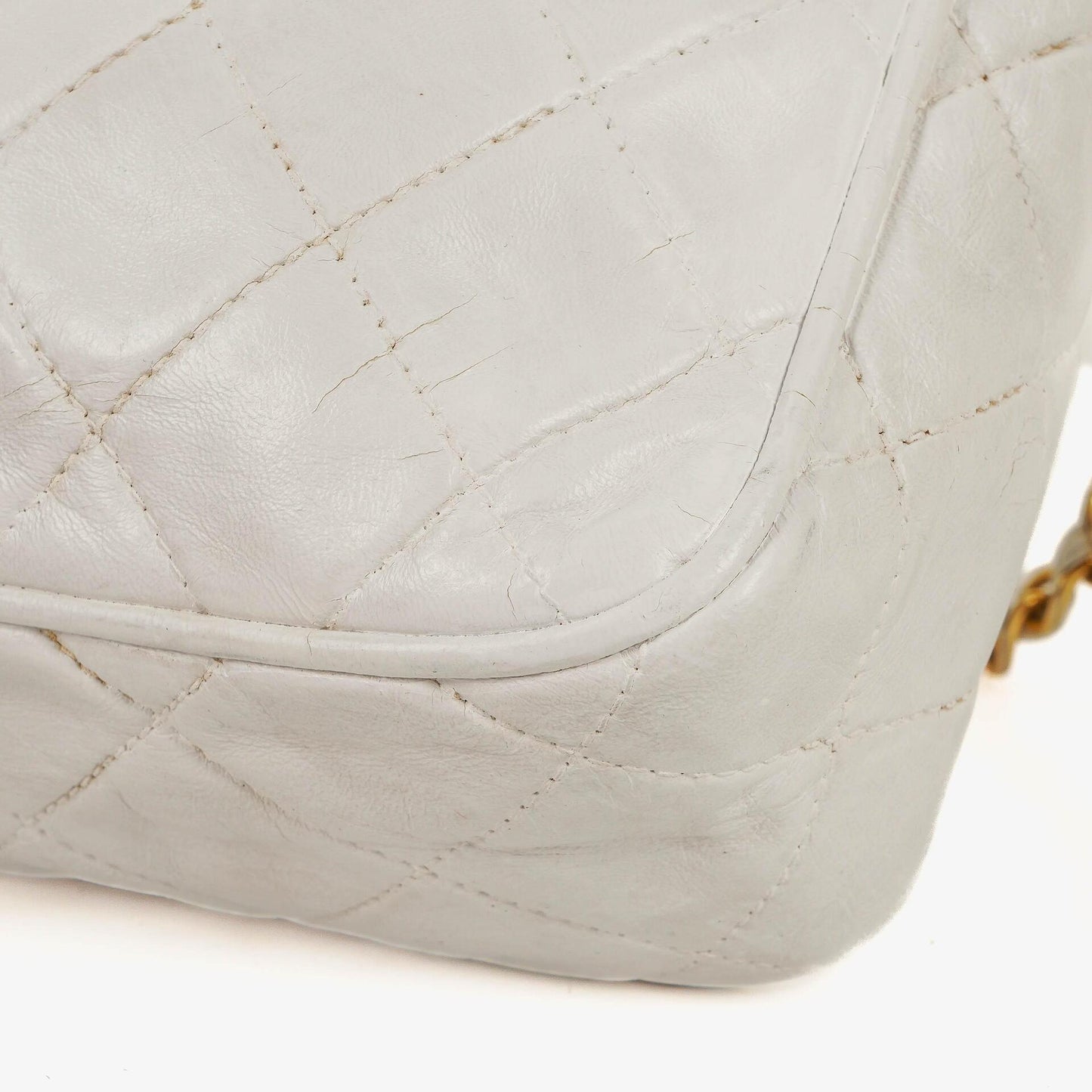 Chanel Camera Tassel CC White Quilted Lambskin Bag