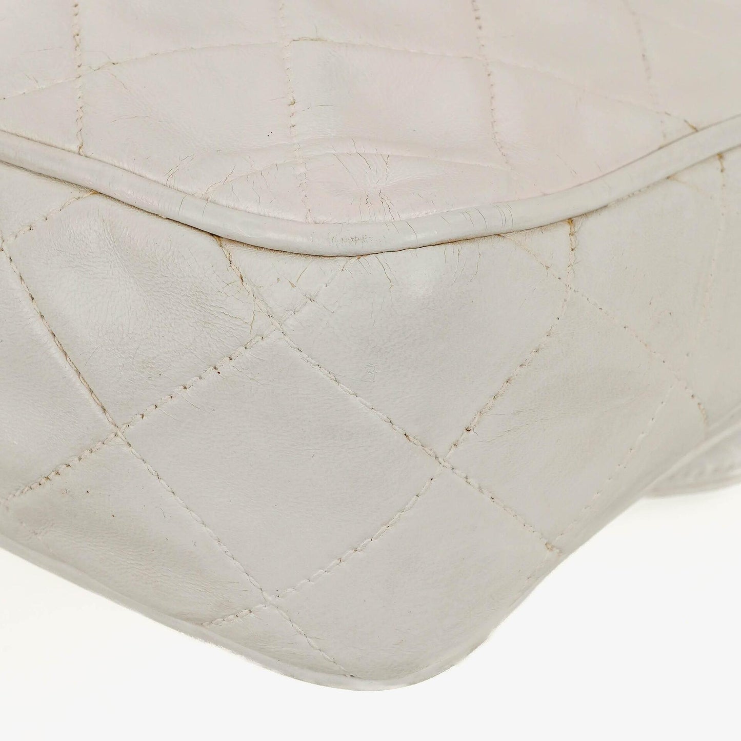Chanel Camera Tassel CC White Quilted Lambskin Bag