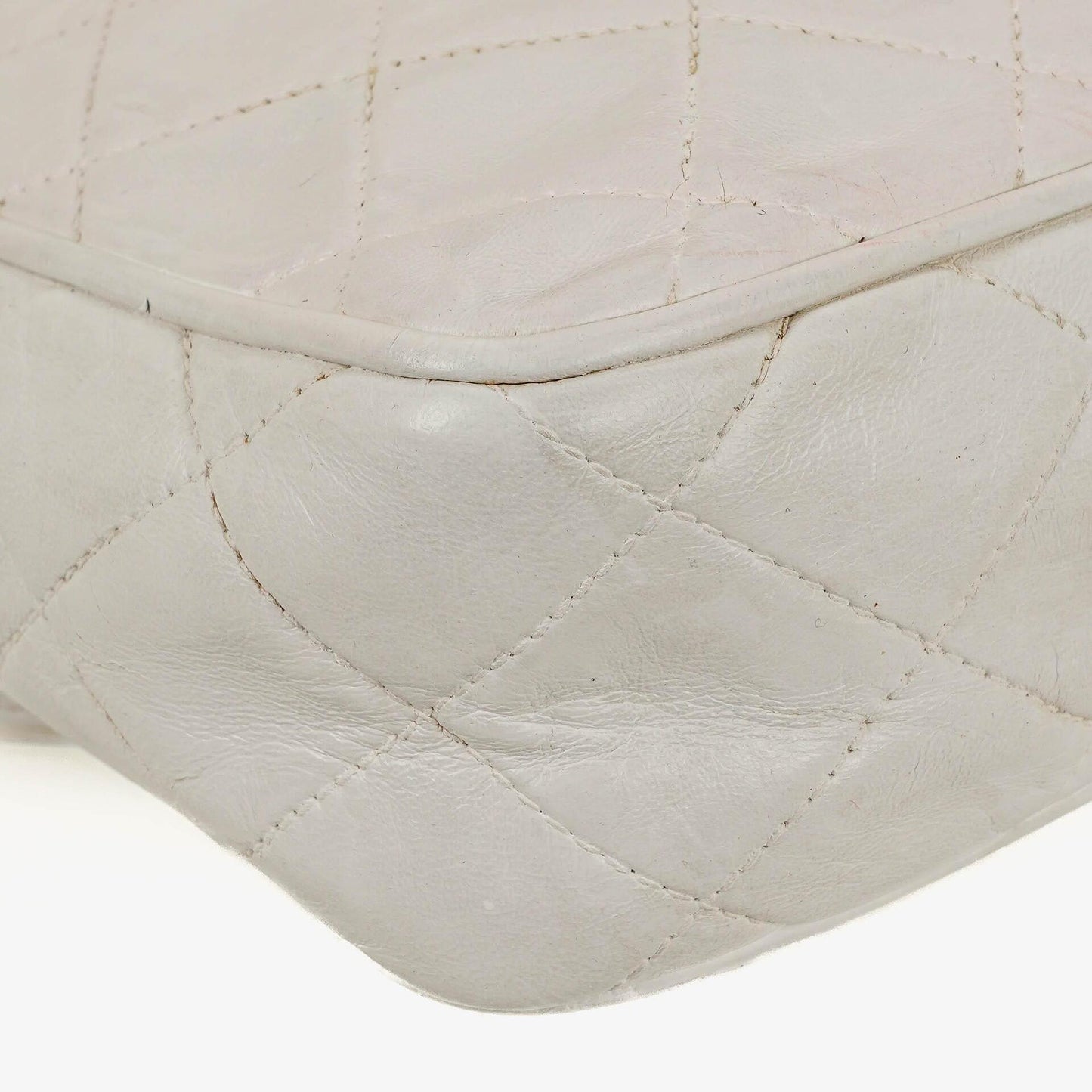 Chanel Camera Tassel CC White Quilted Lambskin Bag