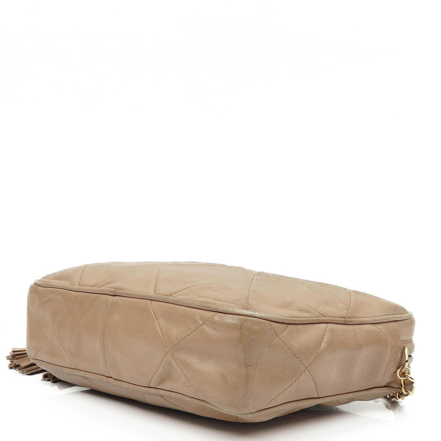 Chanel Camera Tassel In Beige Quilted Lambskin