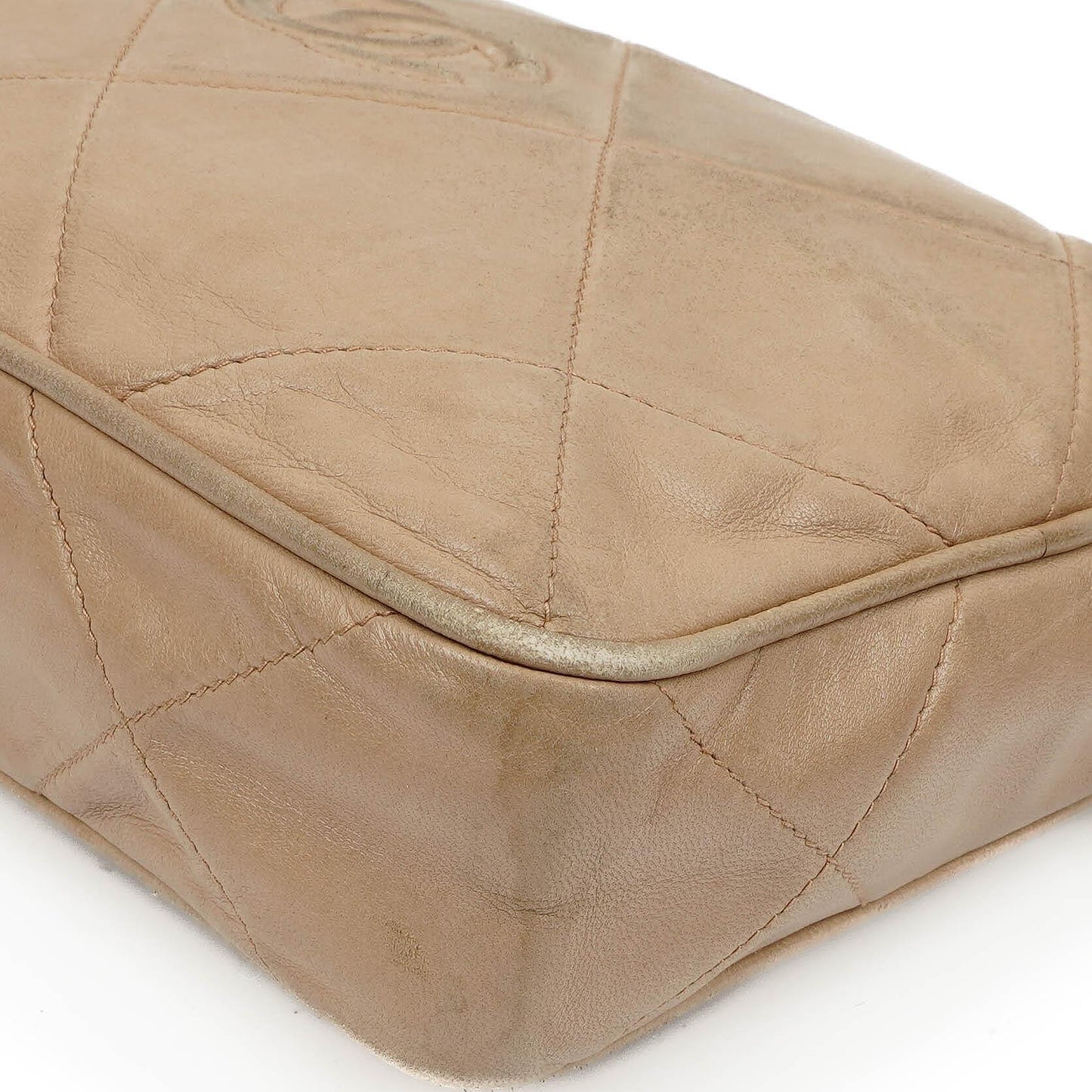 Chanel Camera Tassel In Beige Quilted Lambskin