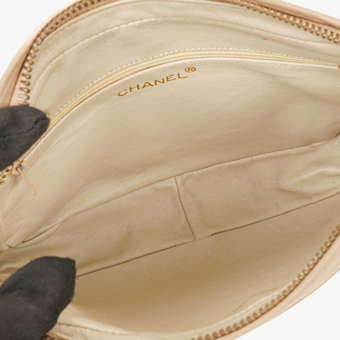 Chanel Camera Tassel In Beige Quilted Lambskin