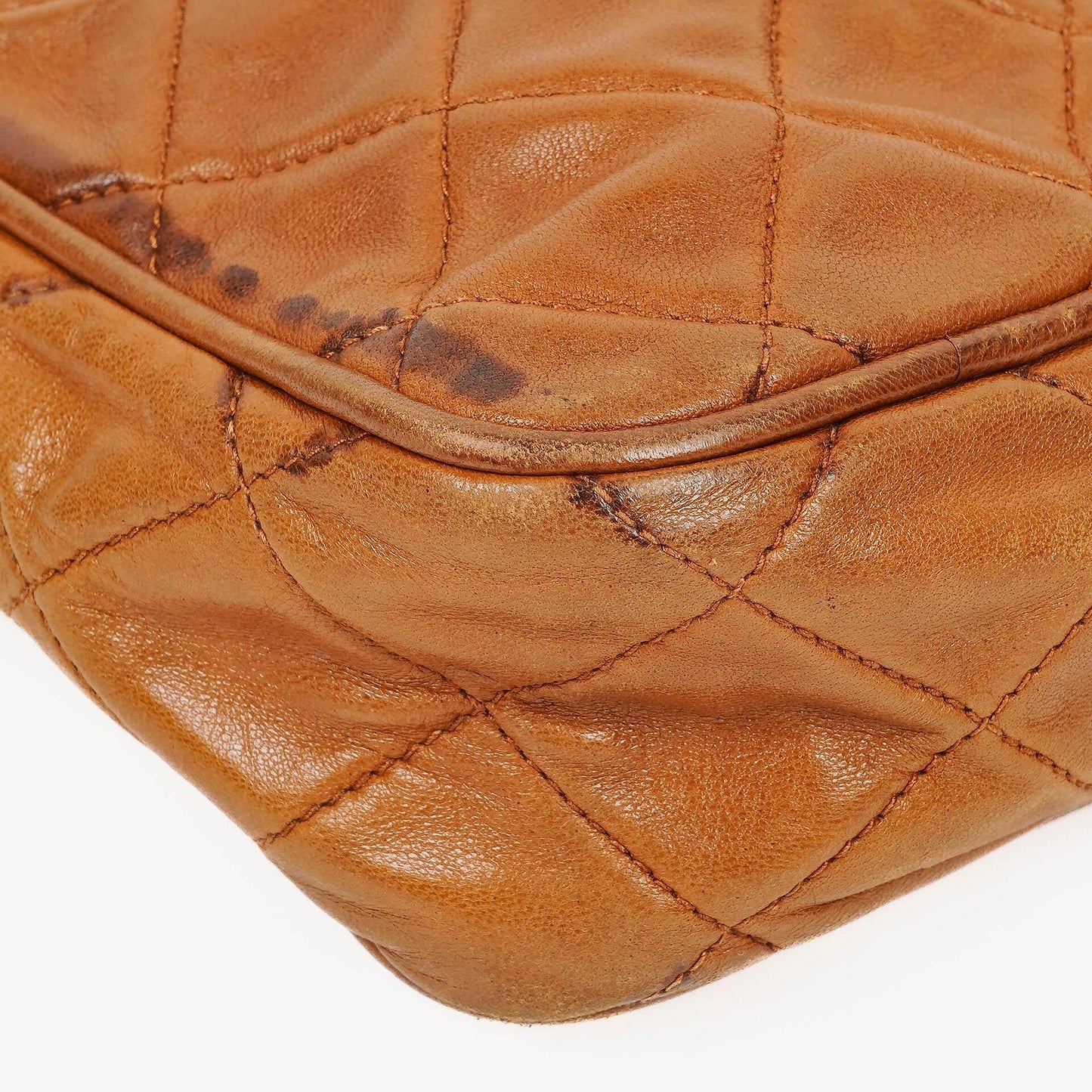 Chanel Camera Tassel Small Brown Quilted Lambskin CC Front Pocket