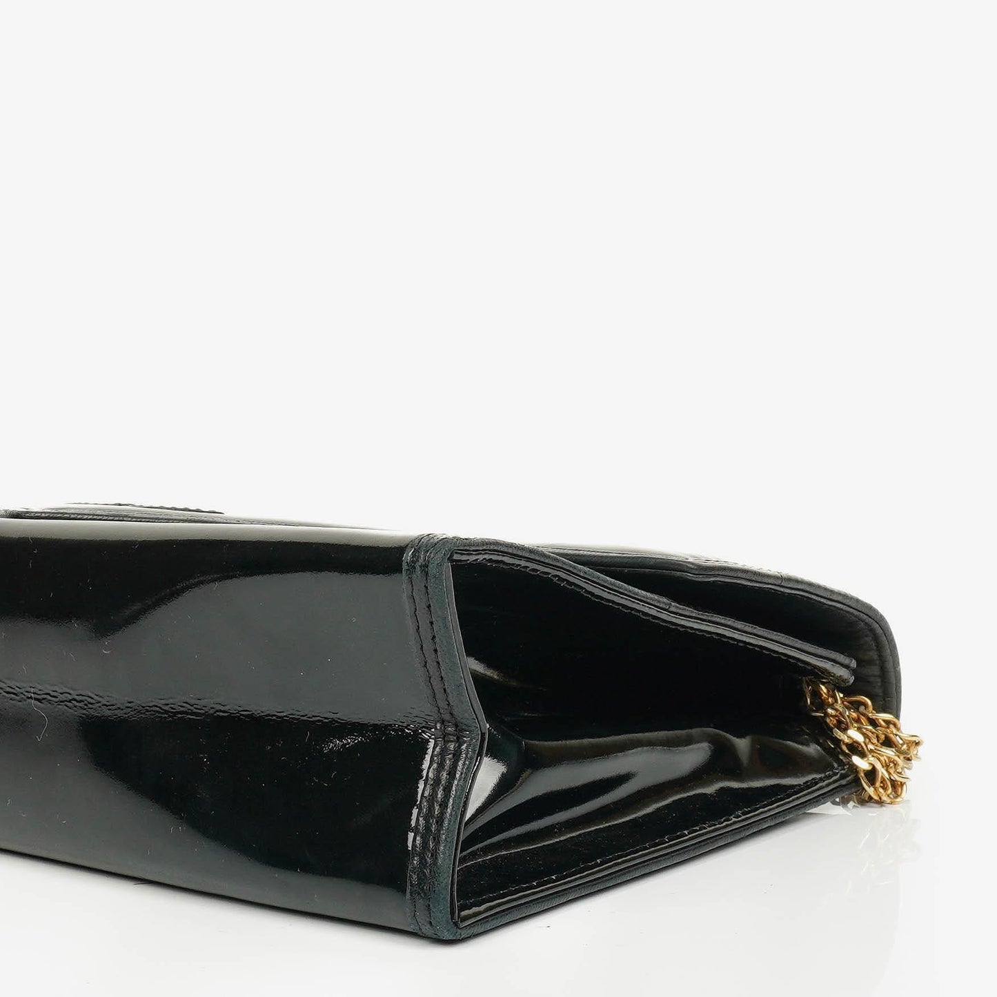 Chanel CC Black Envelope Patent Leather Multi Chain Shoulder Bag