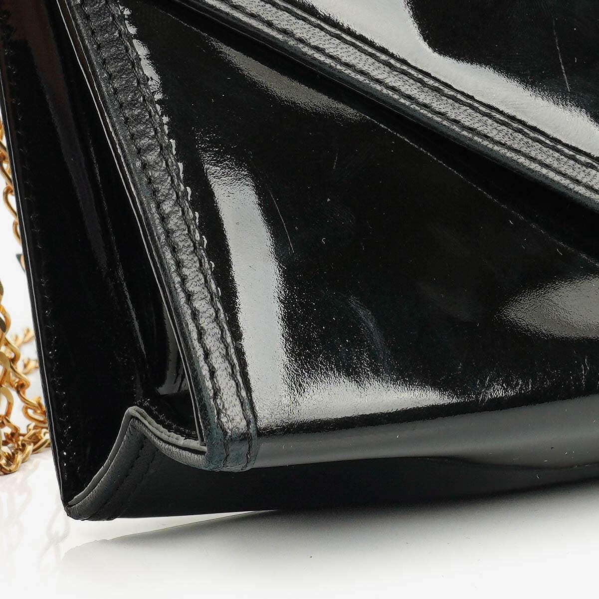 Chanel CC Black Envelope Patent Leather Multi Chain Shoulder Bag