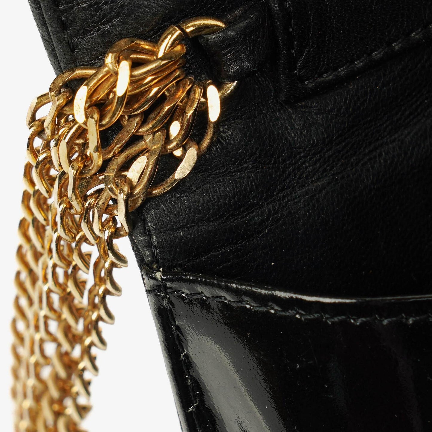 Chanel CC Black Envelope Patent Leather Multi Chain Shoulder Bag