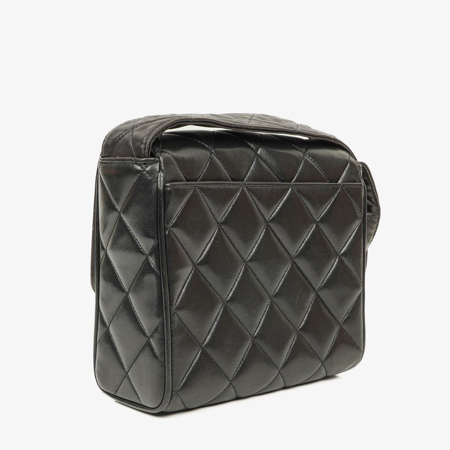 Chanel CC Black Quilted Lambskin Crossbody Messenger Bag