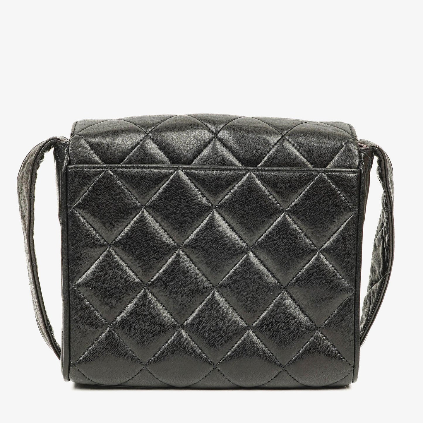 Chanel CC Black Quilted Lambskin Crossbody Messenger Bag