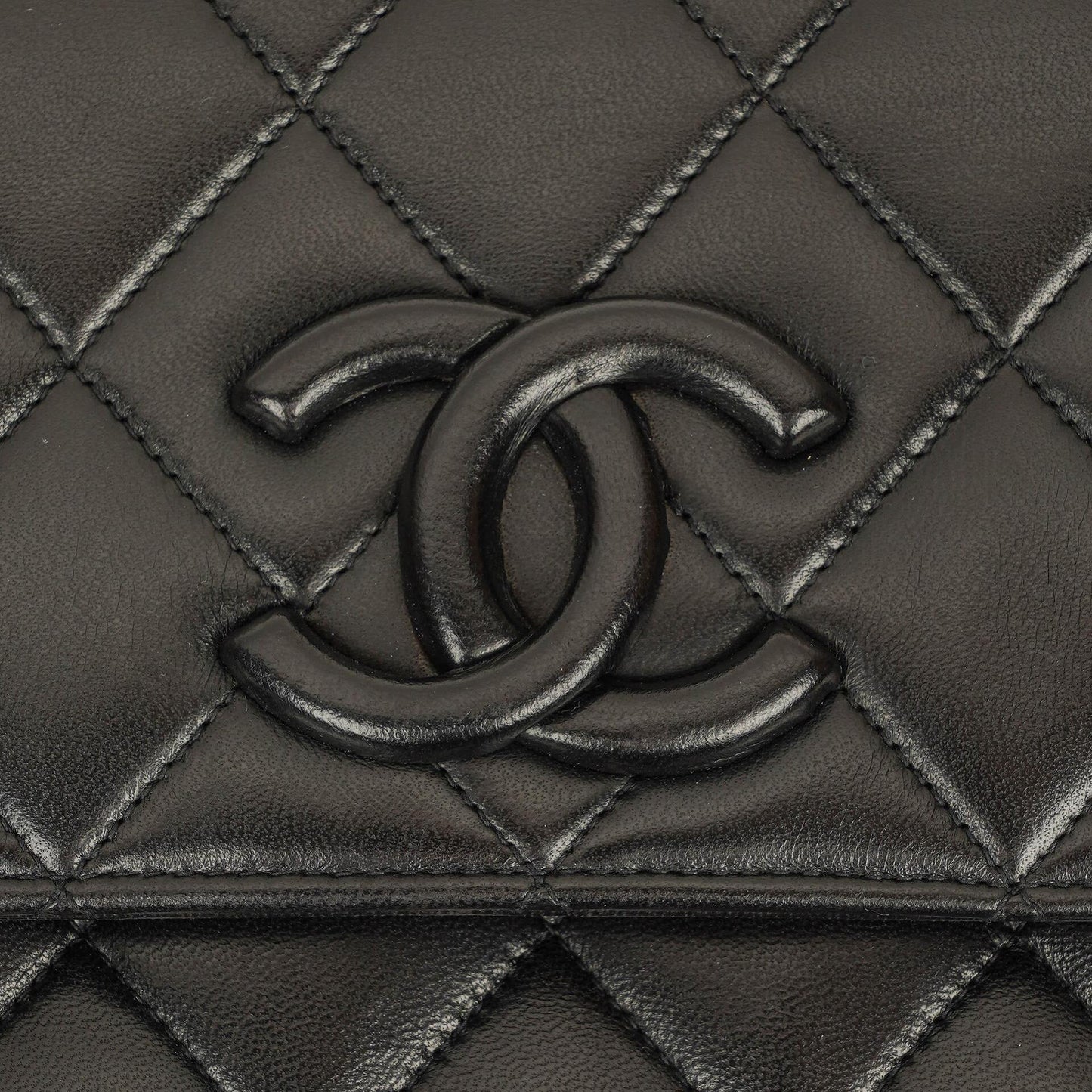 Chanel CC Black Quilted Lambskin Crossbody Messenger Bag