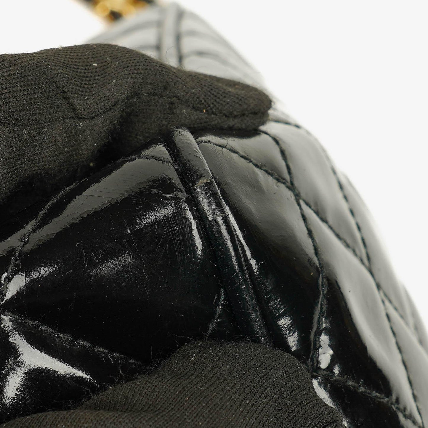 Chanel CC Black Quilted Patent Leather Camera Tassel Bag